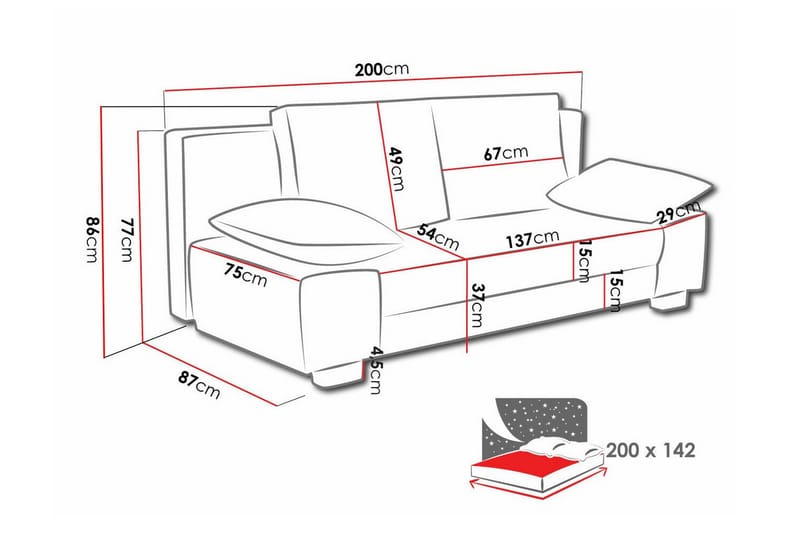 2-sits Bäddsoffa Kintore - Möbler - Soffa - Bäddsoffa - 2 sits bäddsoffa