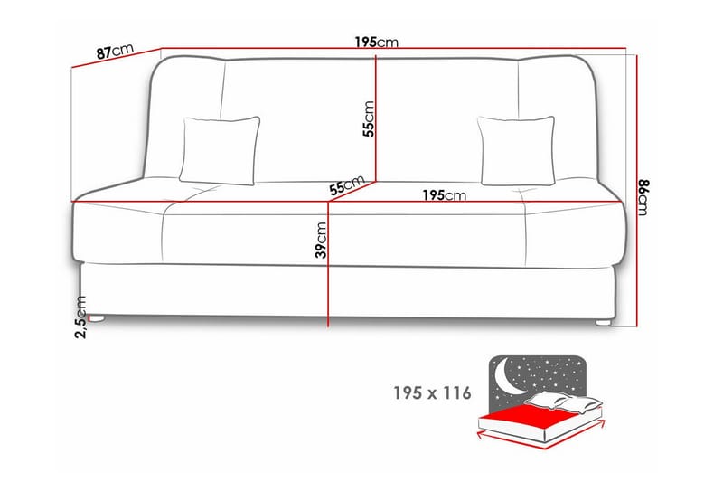 2-sits Bäddsoffa Kintore - Möbler - Soffa - Bäddsoffa - 2 sits bäddsoffa