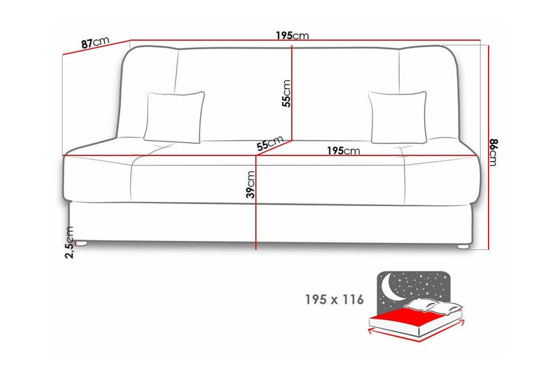 2-sits Bäddsoffa Kintore - Möbler - Soffa - Bäddsoffa - 2 sits bäddsoffa