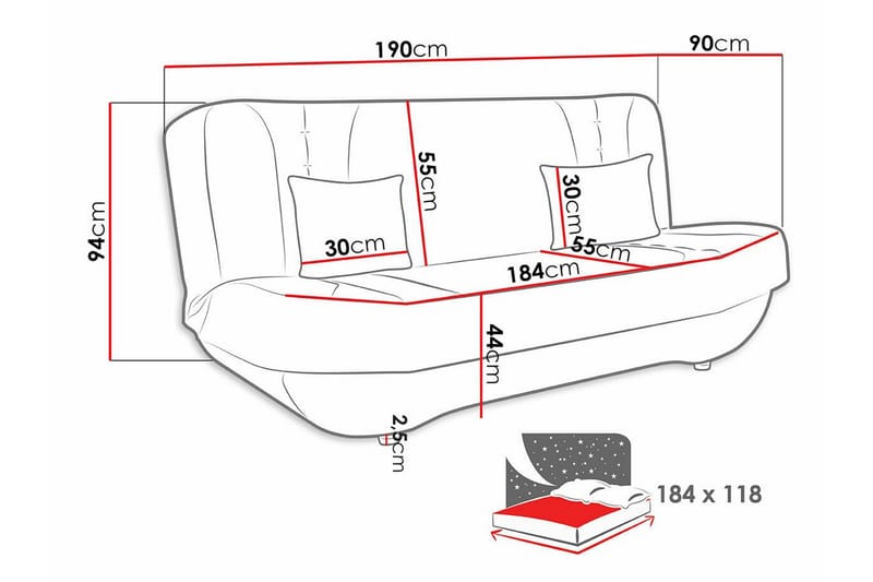 2-sits Bäddsoffa Kintore - Möbler - Soffa - Bäddsoffa - 2 sits bäddsoffa