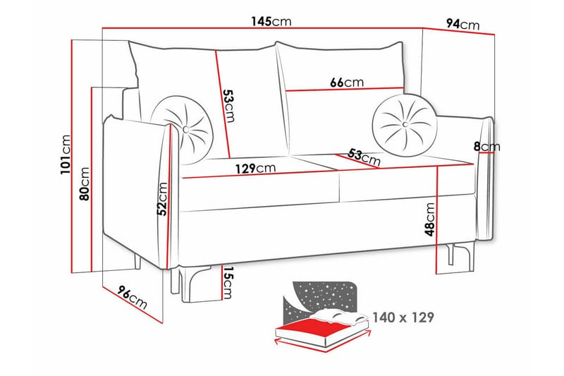 2-sits Bäddsoffa Knocklong - Blå - Möbler - Soffa - Bäddsoffa - 2 sits bäddsoffa