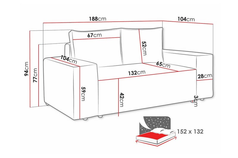 2-sits Bäddsoffa Knocklong - Grön - Möbler - Soffa - Bäddsoffa - 2 sits bäddsoffa