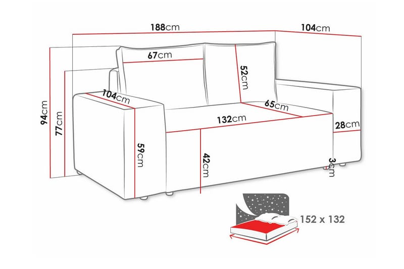 2-sits Bäddsoffa Knocklong - Ljusgrå - Möbler - Soffa - Bäddsoffa - 2 sits bäddsoffa