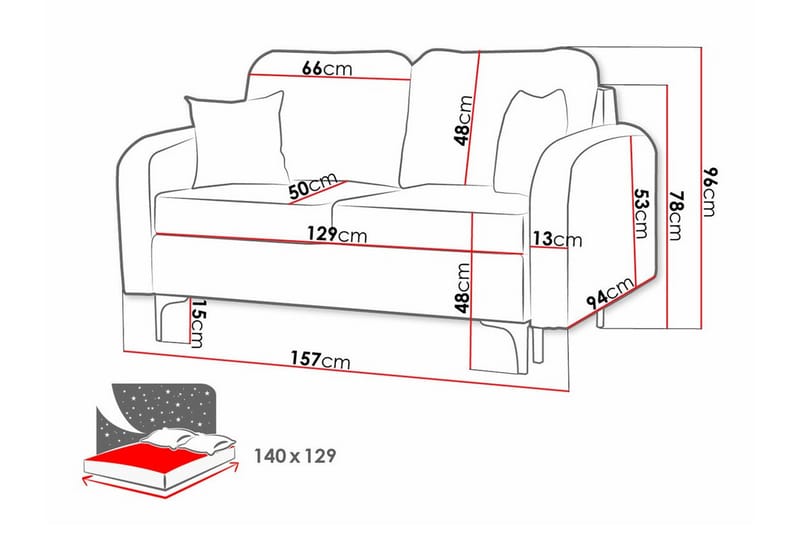 2-sits Bäddsoffa Knocklong - Möbler - Soffa - Bäddsoffa - 2 sits bäddsoffa