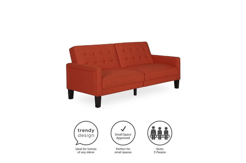 2-sits Bäddsoffa Porter Orange - Dorel Home - Möbler - Soffa - Bäddsoffa - 2 sits bäddsoffa