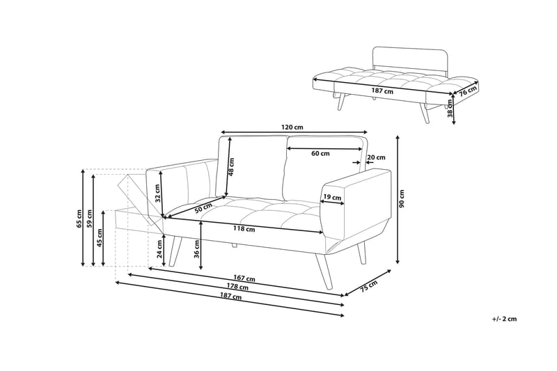 Bäddsoffa Brekke 150 cm - Grå - Möbler - Soffa - Bäddsoffa - 2 sits bäddsoffa