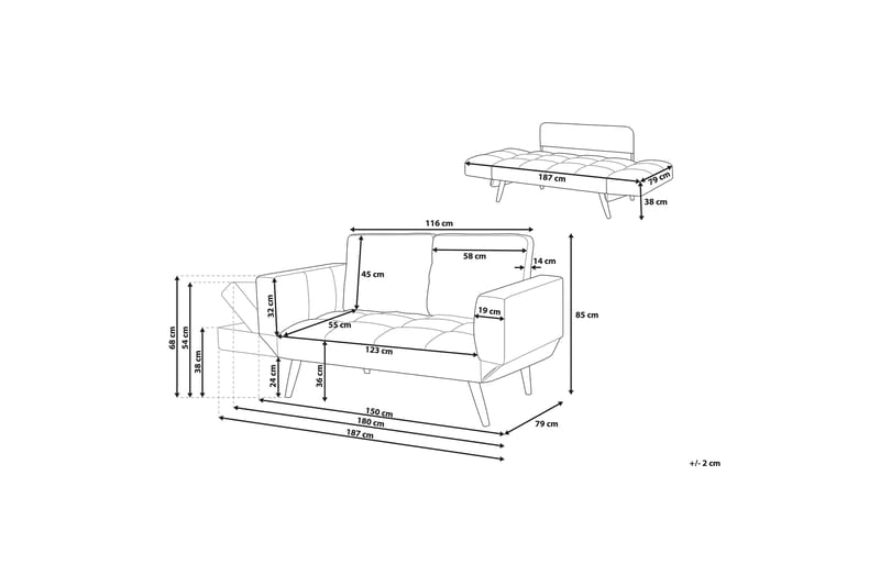 Bäddsoffa Brekke 150 cm - Svart - Möbler - Soffa - Bäddsoffa - 2 sits bäddsoffa