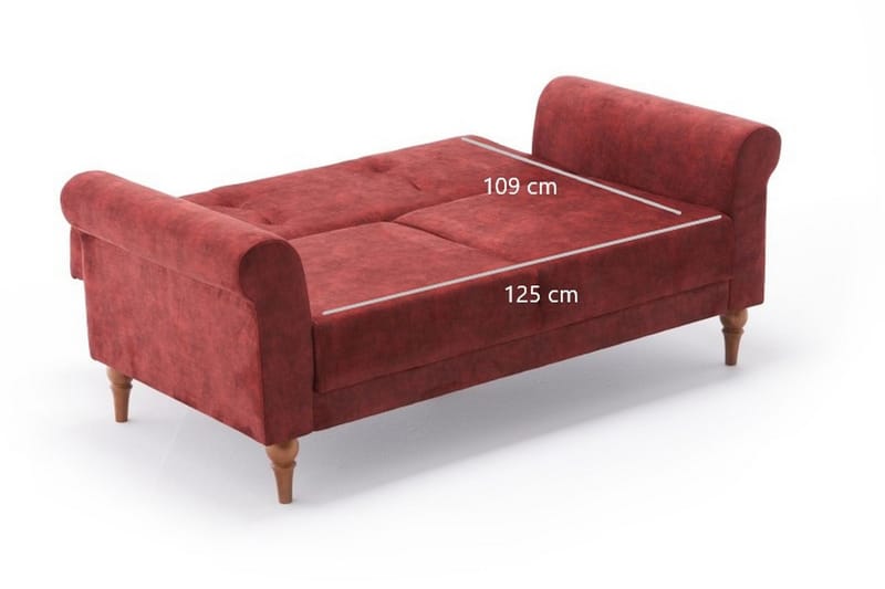 Bäddsoffa Colombia 2-sits 125x109 - Röd - Möbler - Soffa - Bäddsoffa - 2 sits bäddsoffa