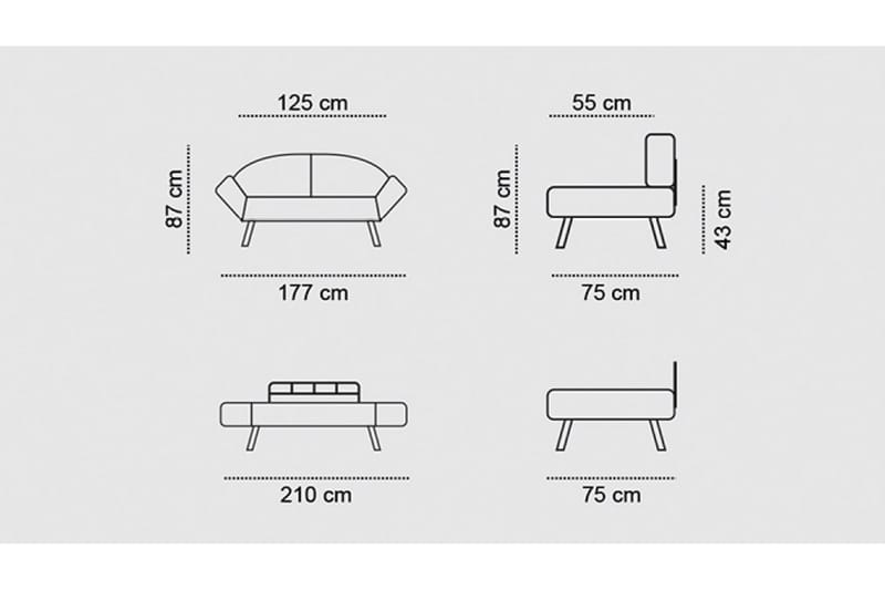 Bäddsoffa Eugi 2-sits - Svart - Möbler - Soffa - Bäddsoffa - 2 sits bäddsoffa