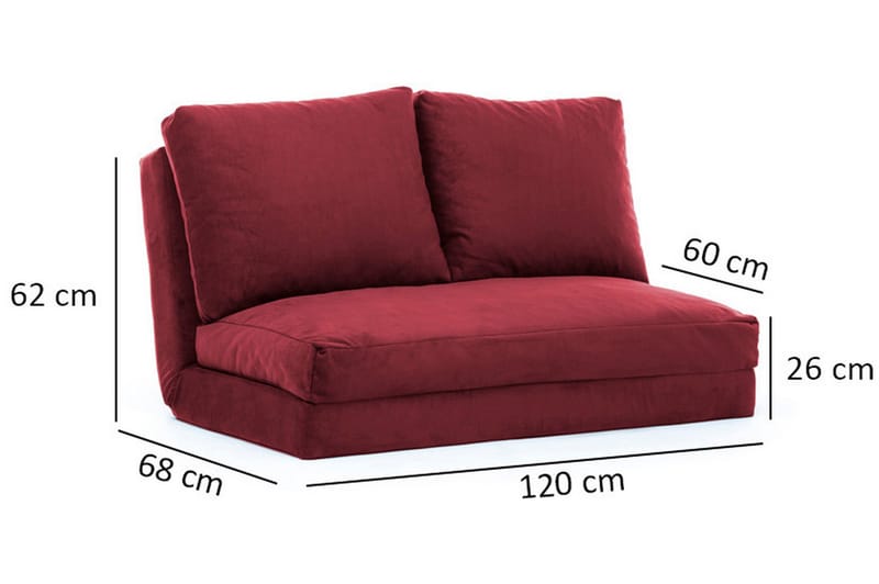 Bäddsoffa Florentine 2-sits 120x185 - Maroon - Möbler - Soffa - Bäddsoffa - 2 sits bäddsoffa