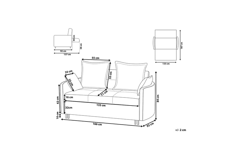 Bäddsoffa Kretser - Grå - Möbler - Soffa - Bäddsoffa - 2 sits bäddsoffa