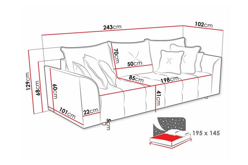 3-sits Bäddsoffa Abbeyfield - Möbler - Soffa - Bäddsoffa - 3 sits bäddsoffa