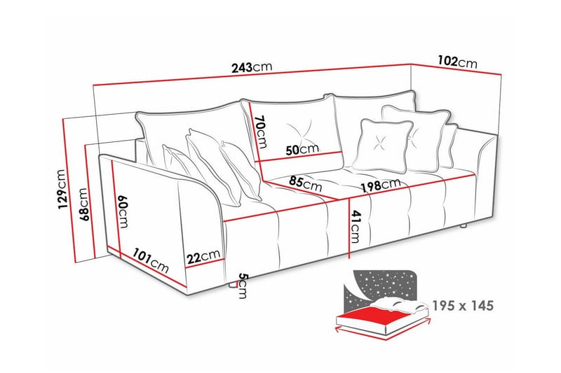 3-sits Bäddsoffa Abbeyfield - Möbler - Soffa - Bäddsoffa - 3 sits bäddsoffa