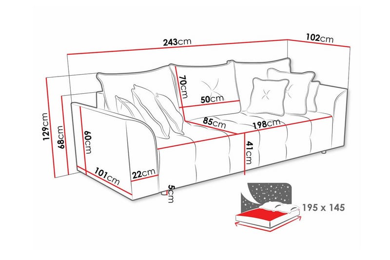 3-sits Bäddsoffa Abbeyfield - Möbler - Soffa - Bäddsoffa - 3 sits bäddsoffa