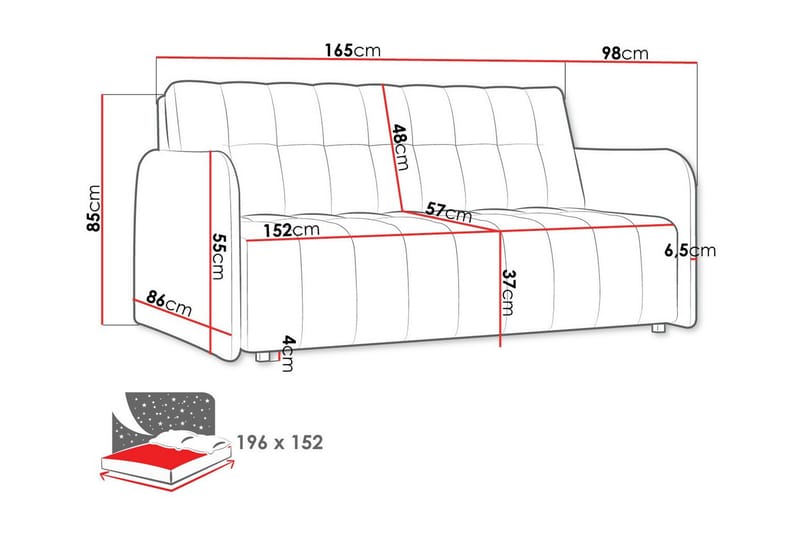 3-sits Bäddsoffa Denegal - Möbler - Soffa - Bäddsoffa - 3 sits bäddsoffa