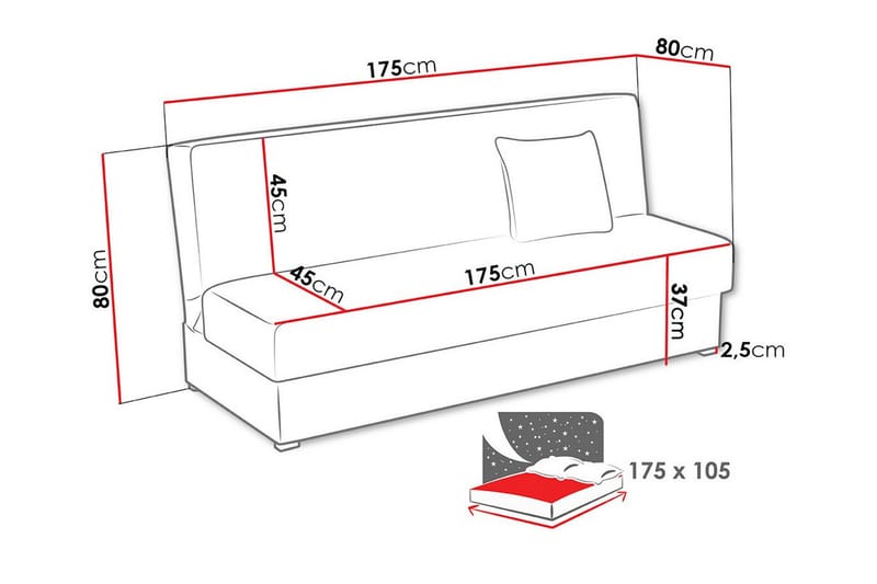 3-sits Bäddsoffa Denegal - Möbler - Soffa - Bäddsoffa - 3 sits bäddsoffa