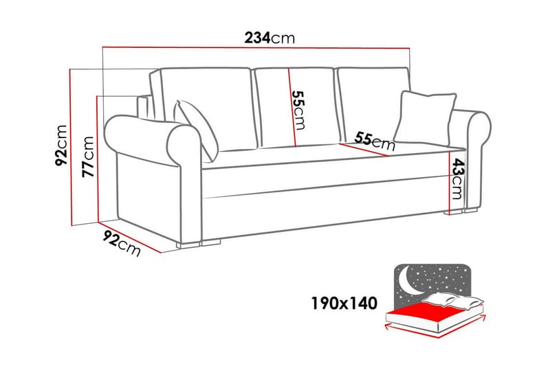 3-sits Bäddsoffa Denegal - Möbler - Soffa - Bäddsoffa - 3 sits bäddsoffa