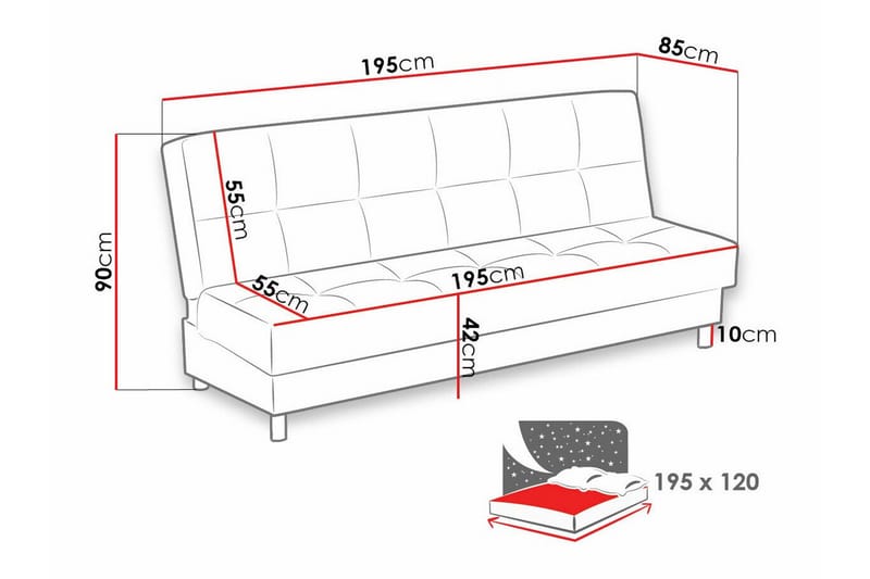 3-sits Bäddsoffa Denegal - Möbler - Soffa - Bäddsoffa - 3 sits bäddsoffa