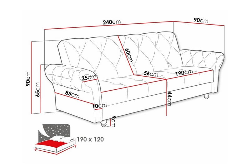 3-sits Bäddsoffa Denegal - Möbler - Soffa - Bäddsoffa - 3 sits bäddsoffa