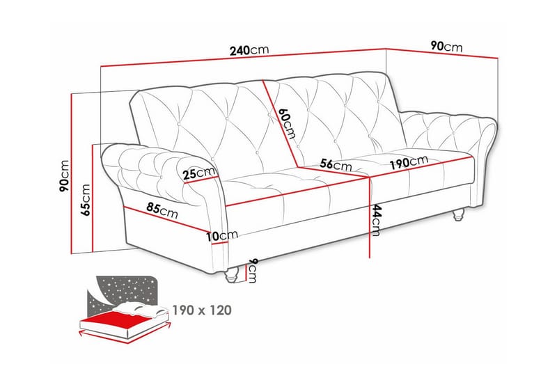 3-sits Bäddsoffa Denegal - Möbler - Soffa - Bäddsoffa - 3 sits bäddsoffa