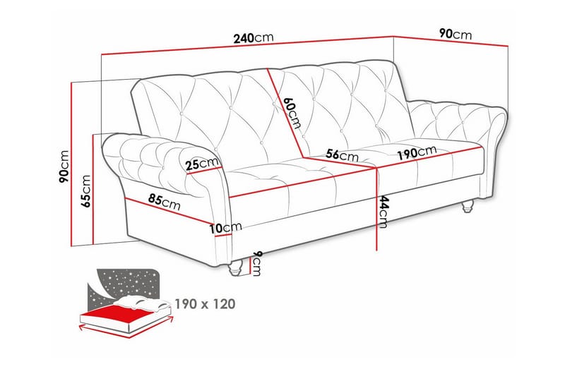 3-sits Bäddsoffa Denegal - Möbler - Soffa - Bäddsoffa - 3 sits bäddsoffa