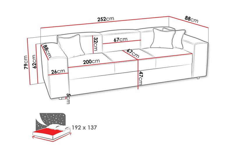 3-sits Bäddsoffa Knocklong - Möbler - Soffa - Bäddsoffa - 3 sits bäddsoffa