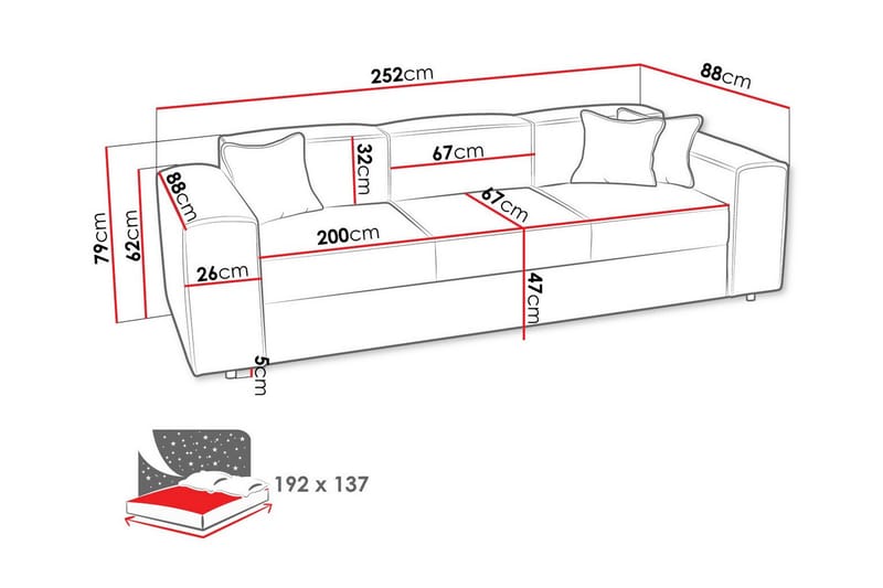 3-sits Bäddsoffa Knocklong - Möbler - Soffa - Bäddsoffa - 3 sits bäddsoffa