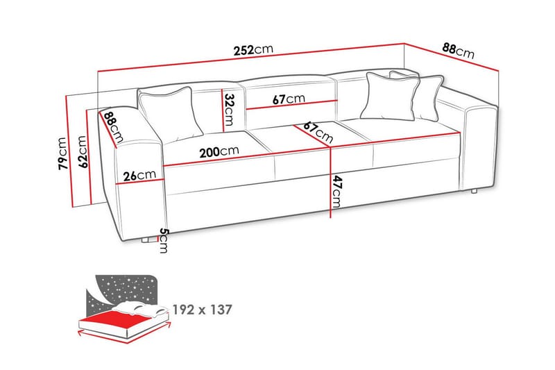 3-sits Bäddsoffa Knocklong - Möbler - Soffa - Bäddsoffa - 3 sits bäddsoffa