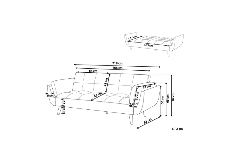 3-sits Bäddsoffa Lutarp - Sammet/Grå - Möbler - Soffa - Bäddsoffa - 3 sits bäddsoffa