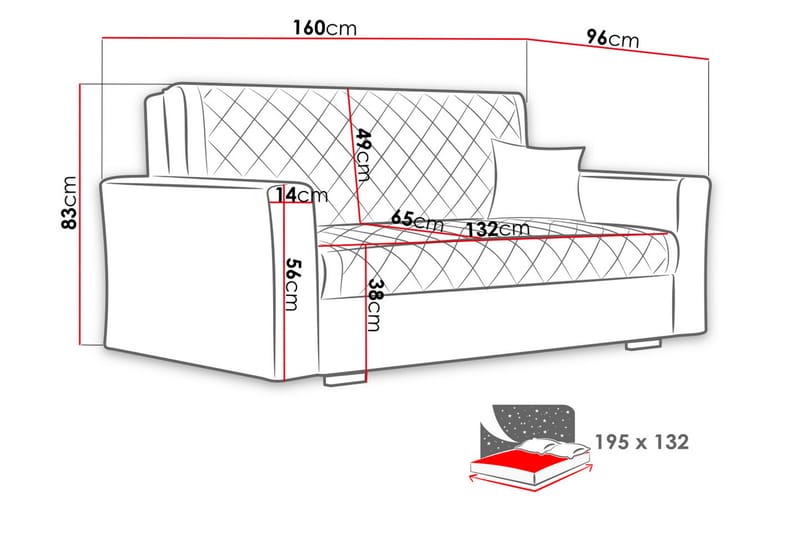 3-sits Bäddsoffa Rutmönster Hedensö - Sammet/Svart - Möbler - Soffa - Bäddsoffa - 3 sits bäddsoffa