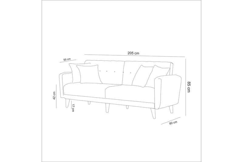 3-sits Gilliom Bäddsoffa - Grön - Möbler - Soffa - Bäddsoffa - 3 sits bäddsoffa