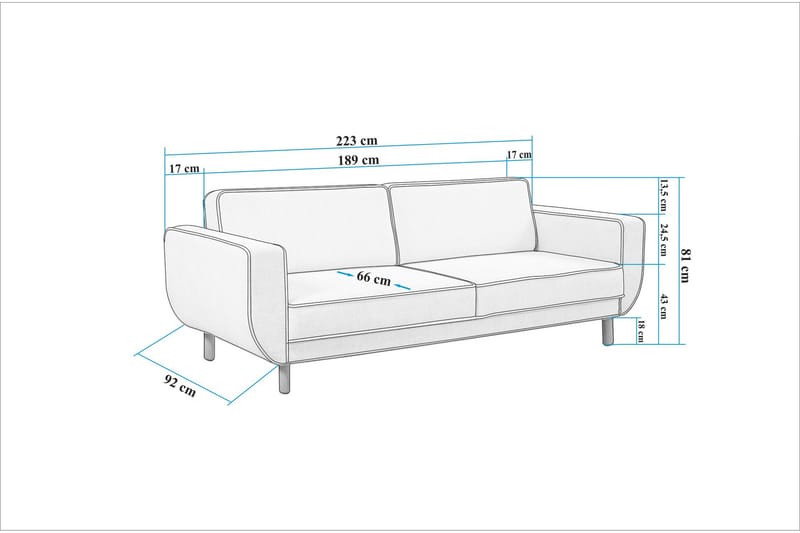 3-sits Bäddsoffa Austen - Creme - Möbler - Soffa - Bäddsoffa - 3 sits bäddsoffa