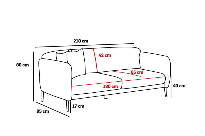 Bäddsoffa 3-sits Genna 180x90 cm - Antracit - Möbler - Soffa - Bäddsoffa - 3 sits bäddsoffa