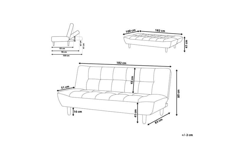 Bäddsoffa Alsten 182 cm - Beige - Möbler - Soffa - Bäddsoffa - 3 sits bäddsoffa