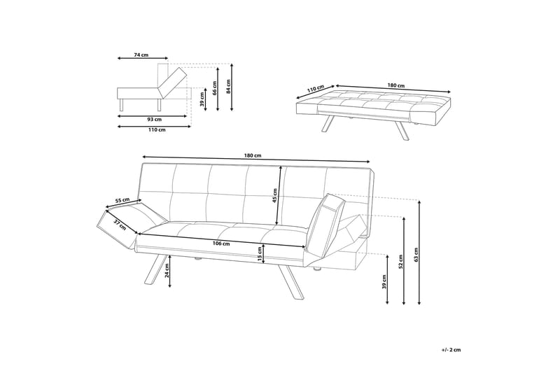 Bäddsoffa Bristol 180 cm - Grå - Möbler - Soffa - Bäddsoffa - 3 sits bäddsoffa