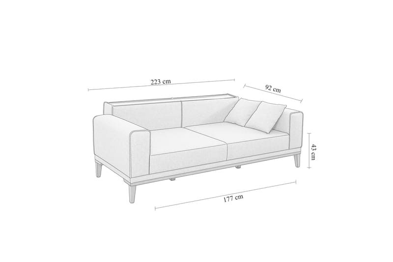 Bäddsoffa Charlesbourg 3-sits 223x94 cm - Mörkgrå - Möbler - Soffa - Bäddsoffa - 3 sits bäddsoffa