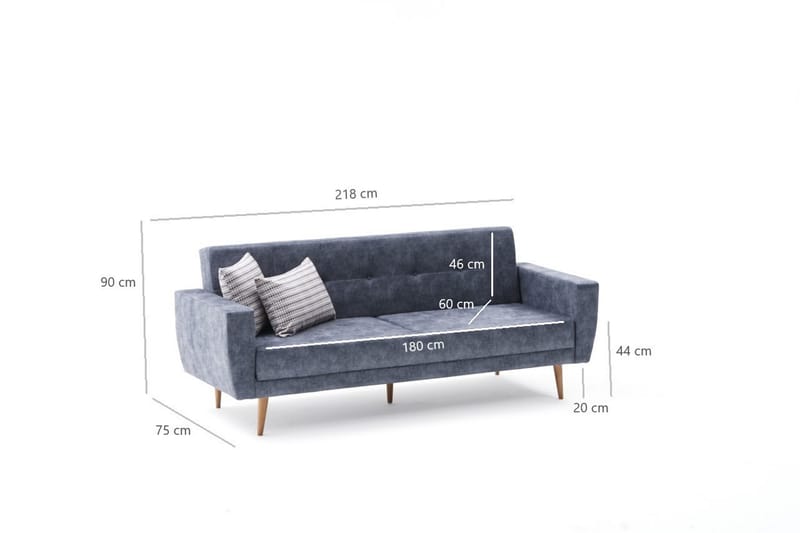 Bäddsoffa Chile 3-sits 194x110 - Antracit - Möbler - Soffa - Bäddsoffa - 3 sits bäddsoffa