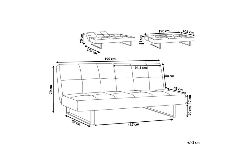 Bäddsoffa Dublin 190 cm - Blå - Möbler - Soffa - Bäddsoffa - 3 sits bäddsoffa