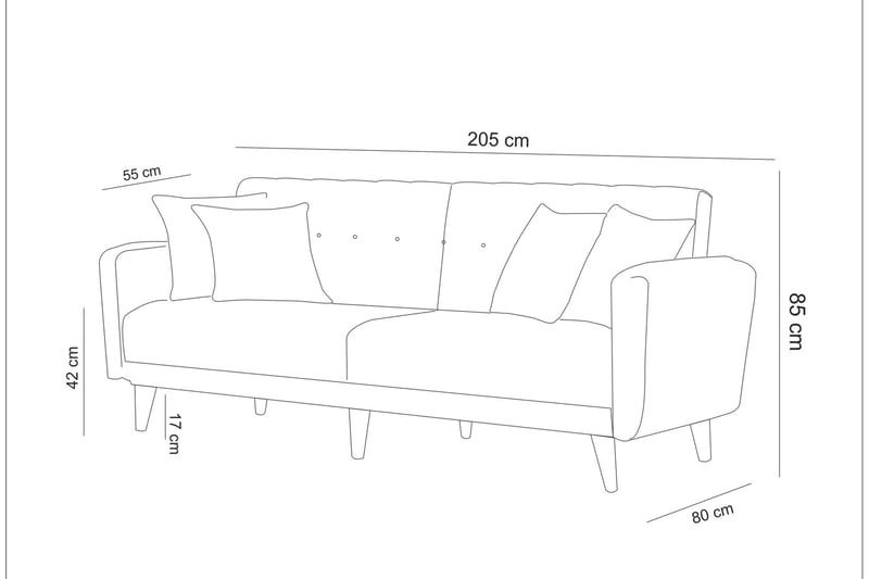 Bäddsoffa Kajla 3-sits - Grå - Möbler - Soffa - Bäddsoffa - 3 sits bäddsoffa