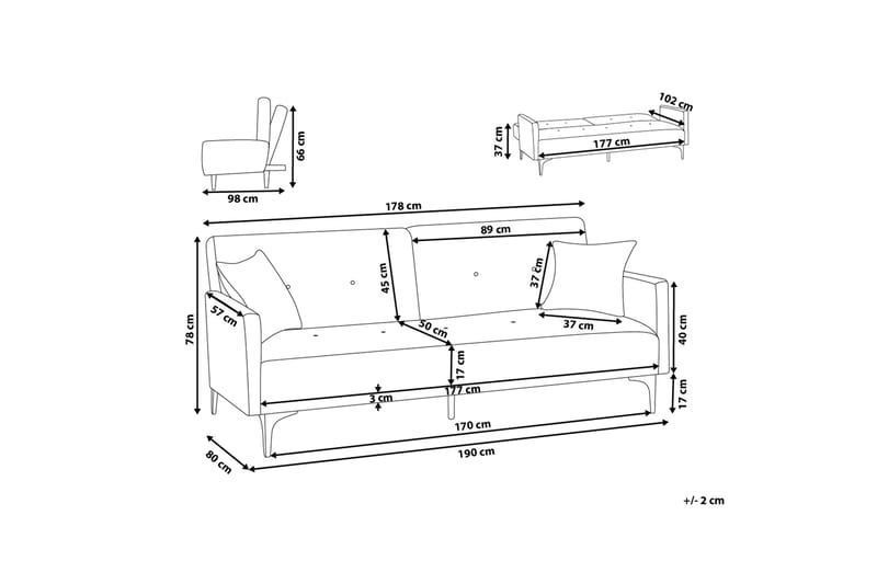 Bäddsoffa Lucan 178 cm - Grön - Möbler - Soffa - Bäddsoffa - 3 sits bäddsoffa