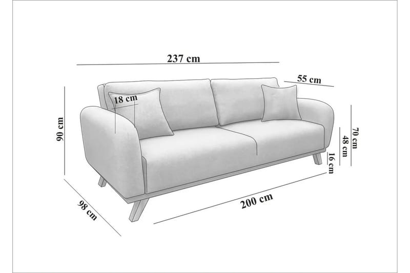 Bäddsoffa Malkiat - Antracit - Möbler - Soffa - Bäddsoffa - 3 sits bäddsoffa