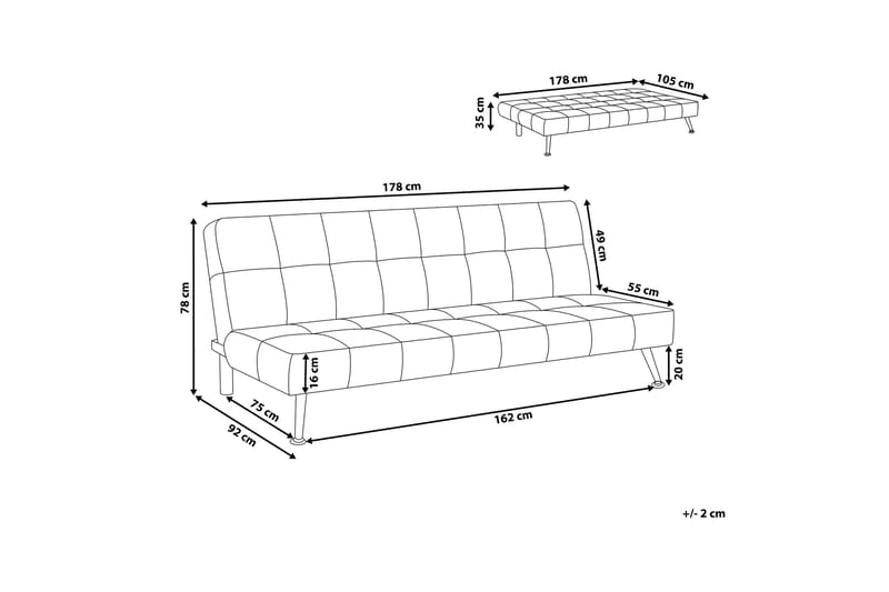 Bäddsoffa Olsker 178 cm - Blå - Möbler - Soffa - Bäddsoffa - 3 sits bäddsoffa