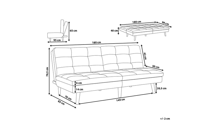 Bäddsoffa Ronne 180 cm - Blå - Möbler - Soffa - Bäddsoffa - 3 sits bäddsoffa