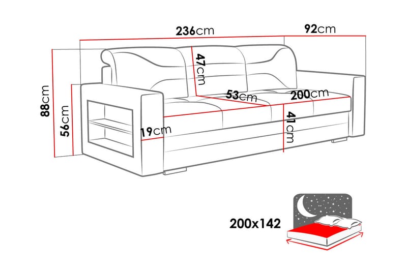 Bäddsoffa Witham Vänster - Brun - Möbler - Soffa - Bäddsoffa - 3 sits bäddsoffa