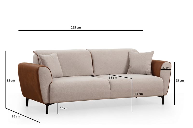 3-sits Bäddsoffa Demeden - Beige - Möbler - Soffa - Bäddsoffa - 3 sits bäddsoffa