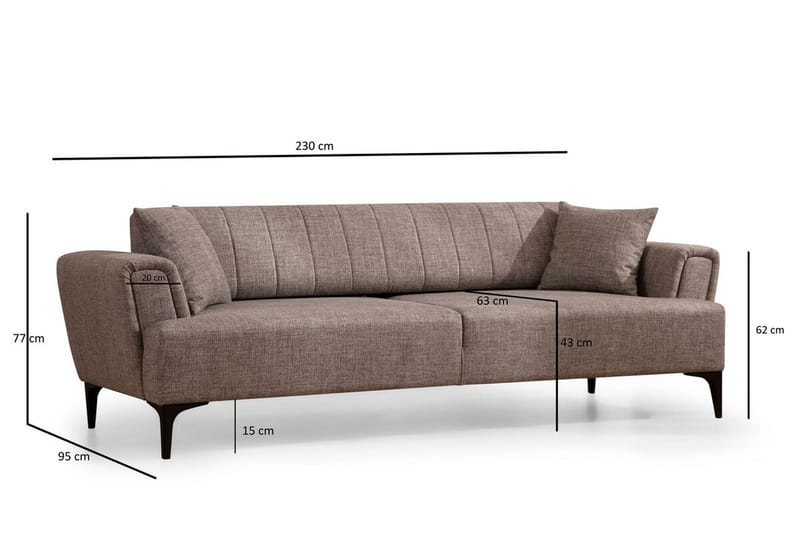 3-sits Bäddsoffa Hamlets - Ljusbrun - Möbler - Soffa - Bäddsoffa - 3 sits bäddsoffa