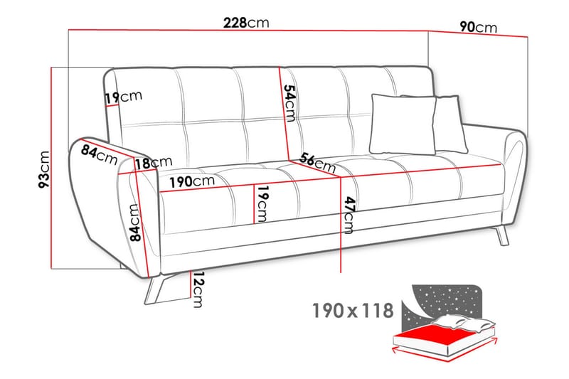 Rangrik 3-sits Bäddsoffa - Mörkgrå - Sammetssoffa - 3 sits bäddsoffa