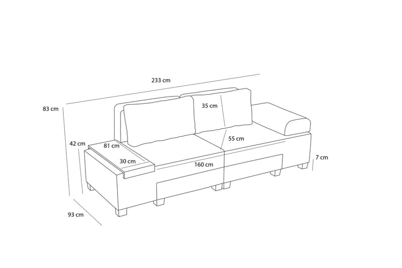 3-sits Bäddsoffa Perenna - Antracit - Möbler - Soffa - Bäddsoffa - 3 sits bäddsoffa