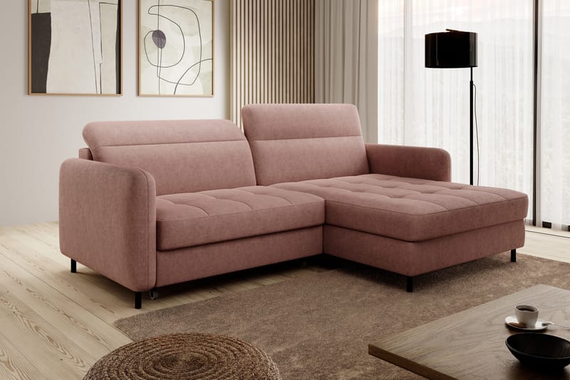 3-sits Bäddsoffa m. Divan Manoti med Förvaring - Rosa - Möbler - Soffa - Bäddsoffa - Bäddsoffa divan