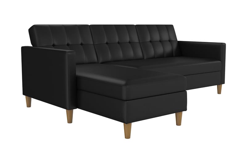 3-sits Divanbäddsoffa Hartford Konstläder/Svart - Dorel Home - Möbler - Soffa - Bäddsoffa - Bäddsoffa divan